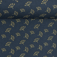 Baumwolle "Jule" dunkelblau mit Pusteblumen gold